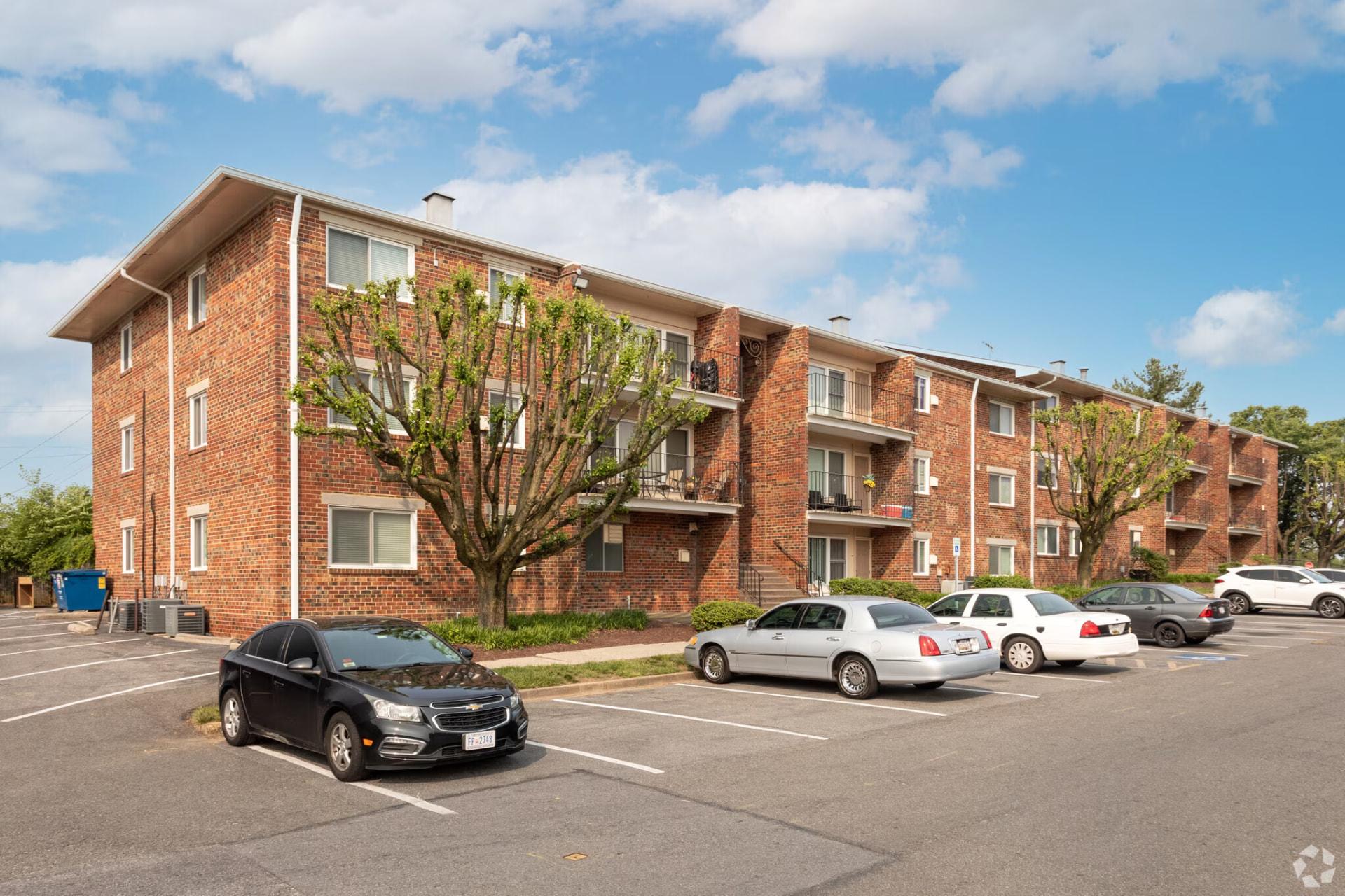 Garden-style brick buildings